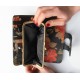 Large Wallet Black & Flowers Leather